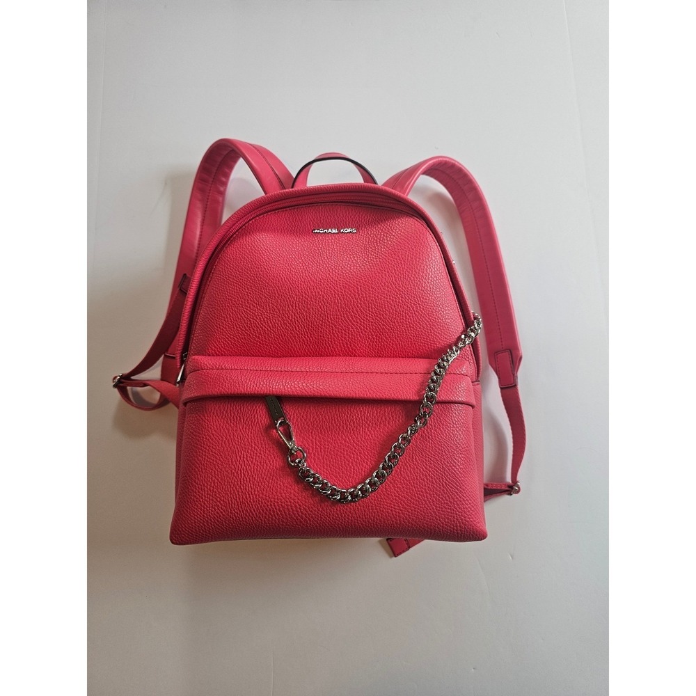 Michael Kors Slater Backpack Womens Medium Hibiscus Pink Pebbled Leather NWT - Picture 2 of 4